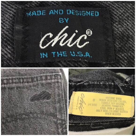 Vintage Chic High Rise Faded Black Tapered Leg Denim Mom Jeans Made in USA 24P - Picture 8 of 10